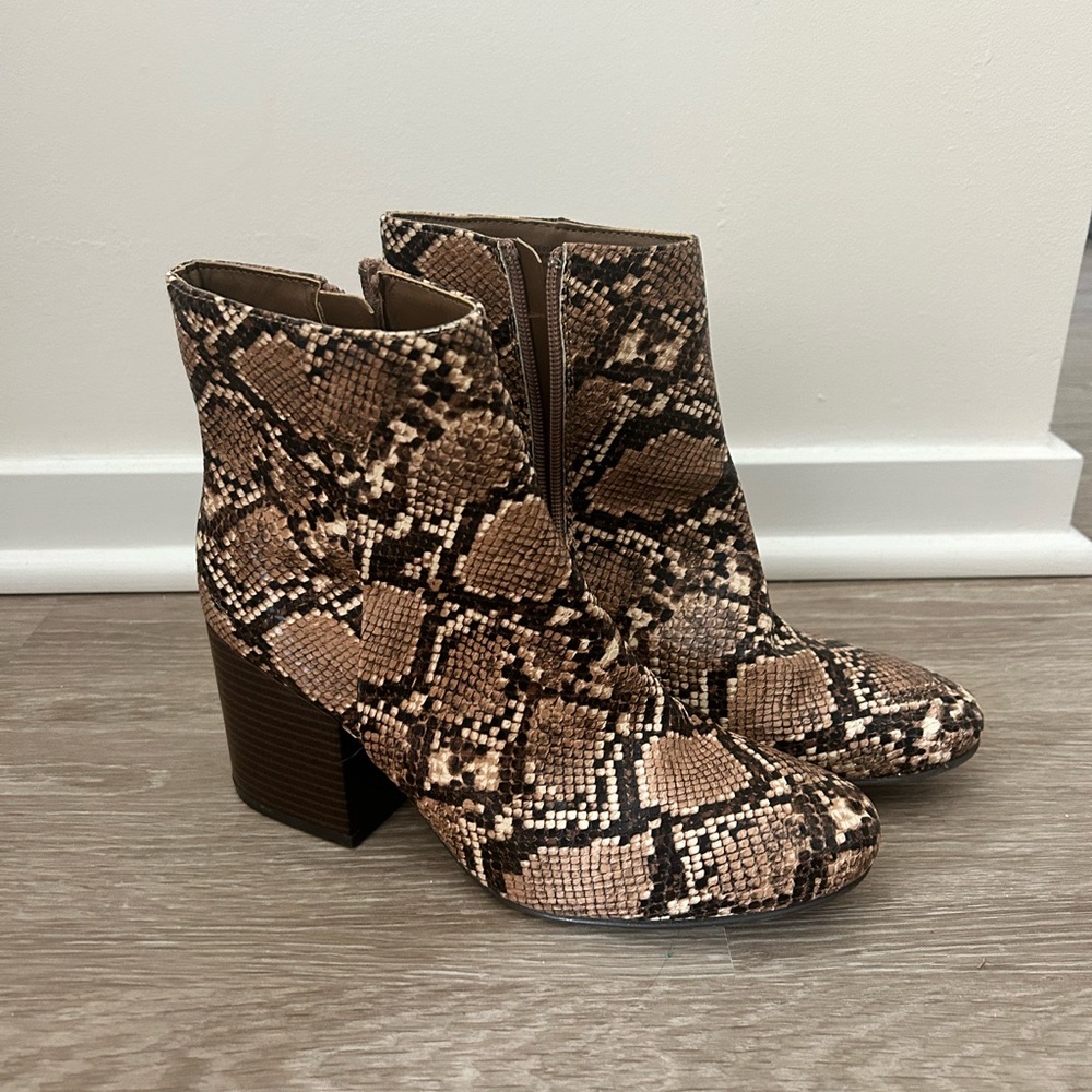 Neutral Snake Skin Booties